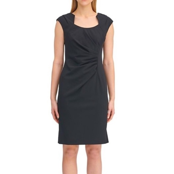 Calvin Klein Little Black Dress Sunburst Sheath Sleeveless Size 12 EUC - Picture 2 of 12